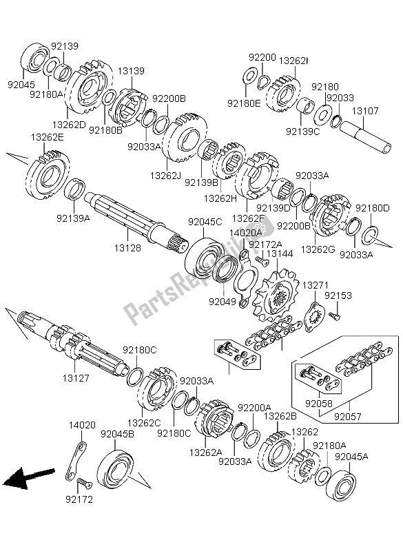 All parts for the Transmission of the Kawasaki KFX 400 2004