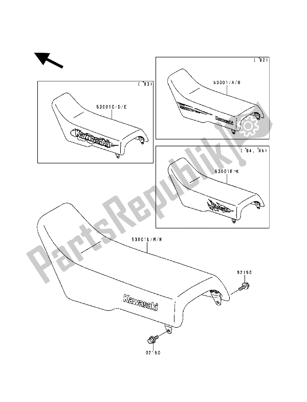 Tutte le parti per il Posto A Sedere del Kawasaki KX 500 1993