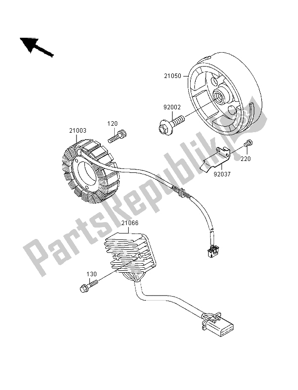 All parts for the Generator of the Kawasaki ER 5 500 1997