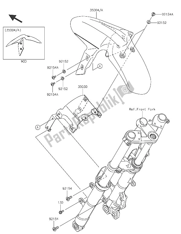 All parts for the Front Fender(s) of the Kawasaki Ninja 300 ABS 2016