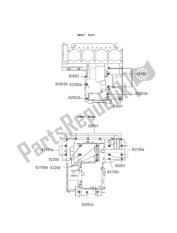 All parts for the Crankcase Bolt Pattern of the Kawasaki 1000 GTR 1999