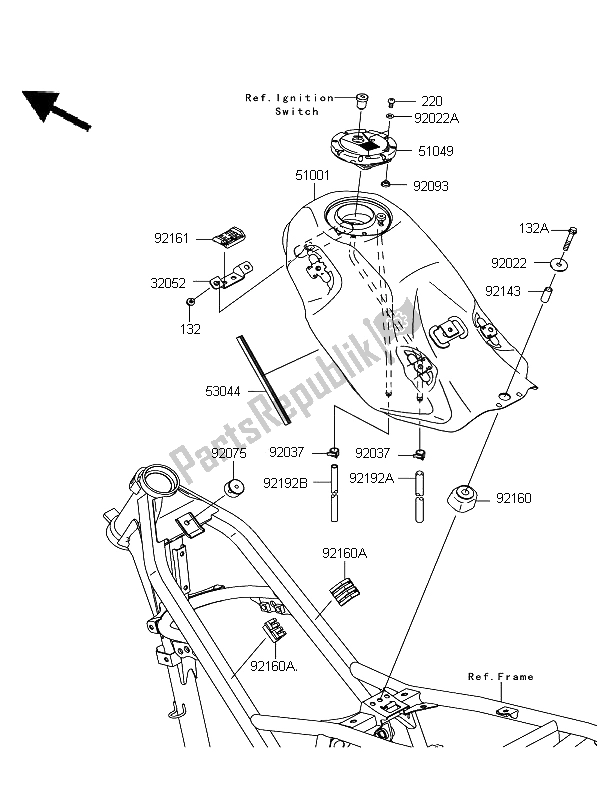 Toutes les pièces pour le Réservoir D'essence du Kawasaki D Tracker 125 2012