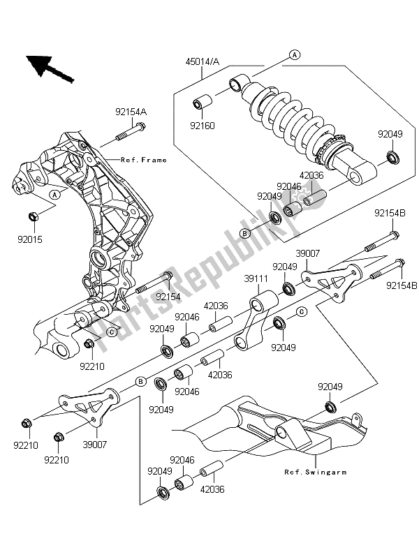 Alle onderdelen voor de Ophanging En Schokdemper van de Kawasaki Z 1000 SX ABS 2012