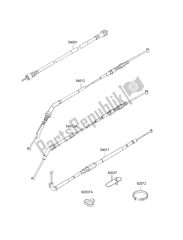 All parts for the Cables of the Kawasaki 1000 GTR 1997