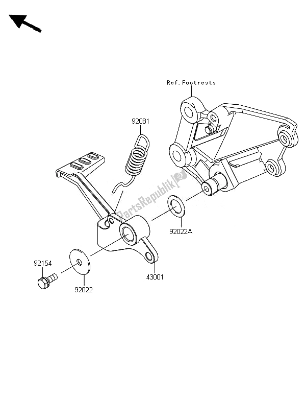 All parts for the Brake Pedal of the Kawasaki Ninja 300 ABS 2014