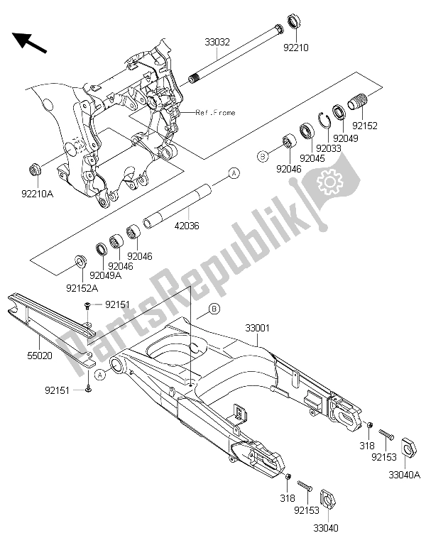 Tutte le parti per il Forcellone del Kawasaki ZZR 1400 ABS 2015