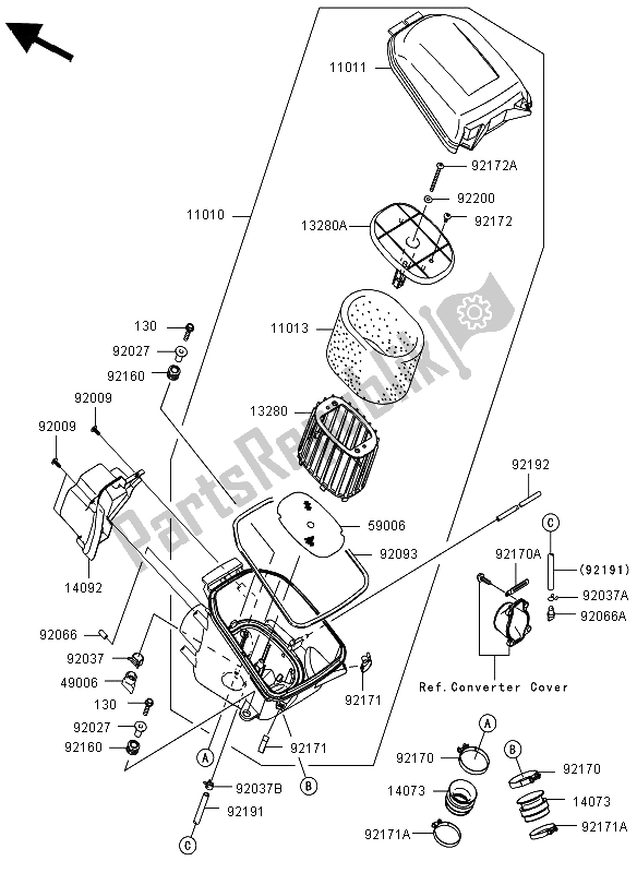 All parts for the Air Cleaner of the Kawasaki KVF 750 4X4 2012