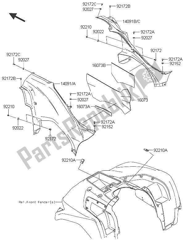 All parts for the Side Covers of the Kawasaki Brute Force 750 4X4I EPS 2016