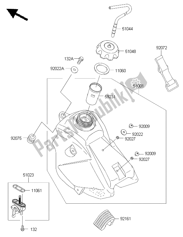 Toutes les pièces pour le Réservoir D'essence du Kawasaki KX 65 2015