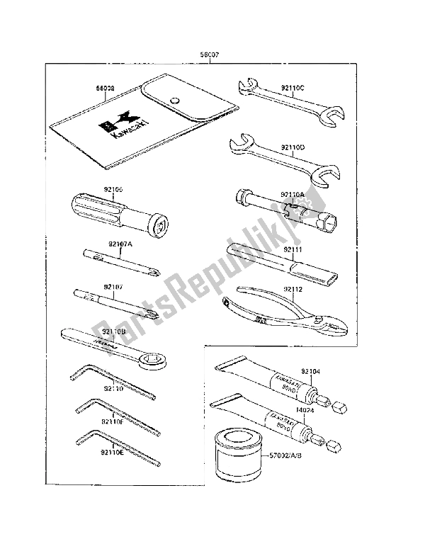 All parts for the Owners Tools of the Kawasaki GPX 250R 1989