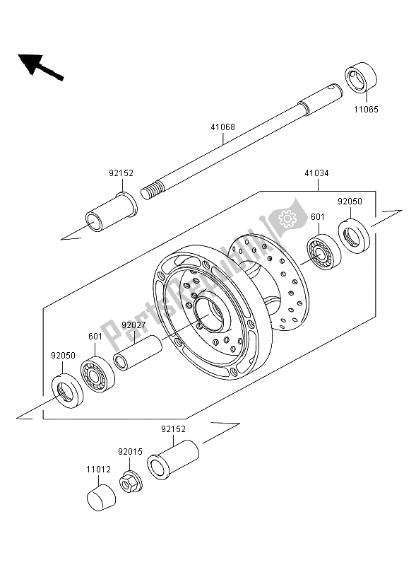 All parts for the Front Hub of the Kawasaki VN 900 Classic 2009