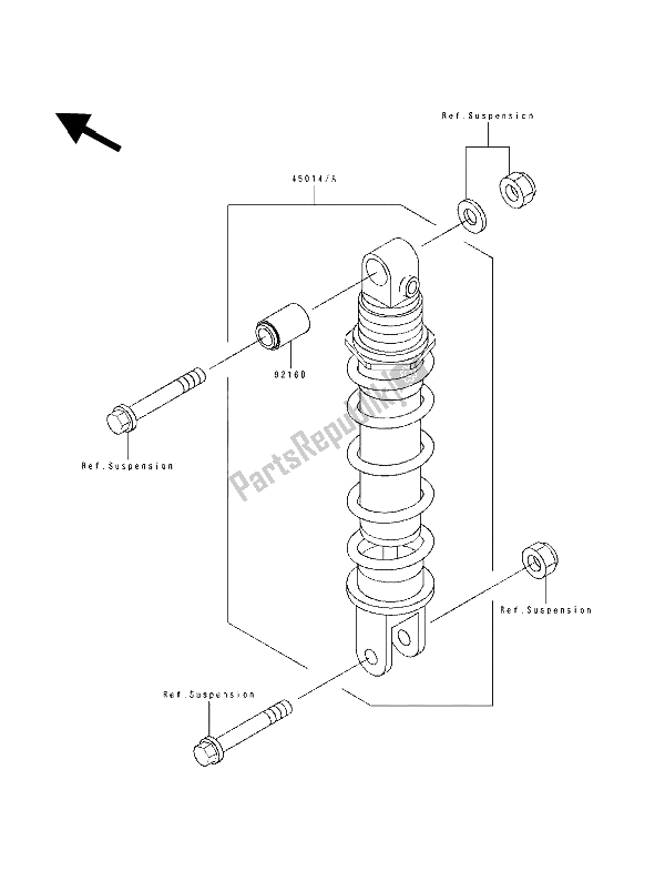 All parts for the Shock Absorber of the Kawasaki ZXR 400 1993