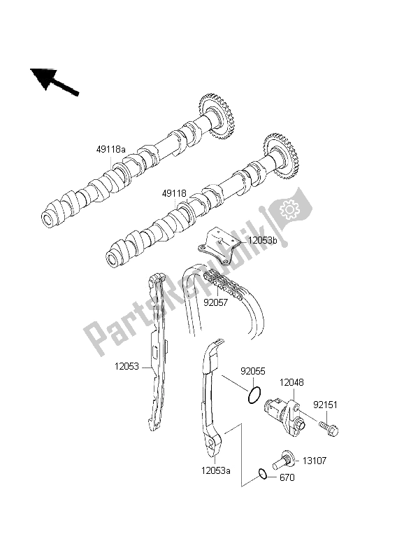 All parts for the Camshaft & Tensioner of the Kawasaki Ninja ZX 9R 900 2001