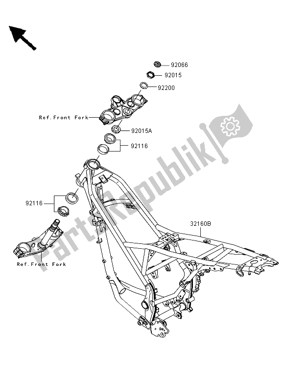 All parts for the Frame of the Kawasaki D Tracker 125 2013