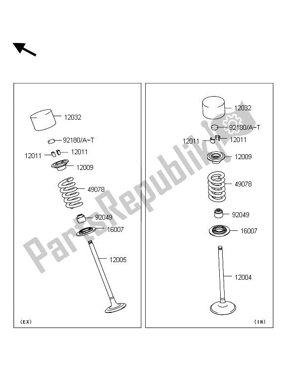 Tutte le parti per il Valvola del Kawasaki Z 1000 2012