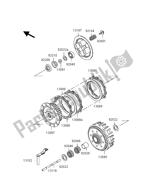 All parts for the Clutch of the Kawasaki KX 125 2000