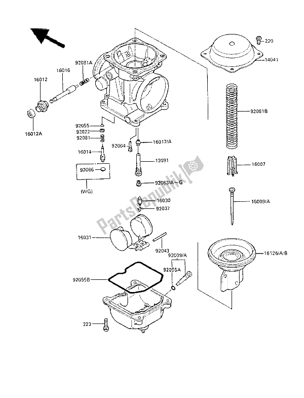 Toutes les pièces pour le Pièces De Carburateur du Kawasaki LTD 450 1987