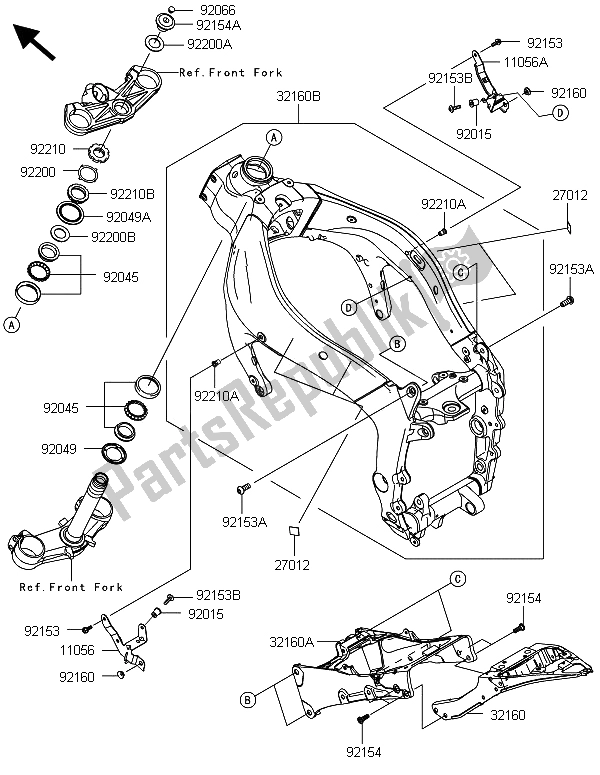 Tutte le parti per il Telaio del Kawasaki Ninja ZX 6R ABS 600 2013