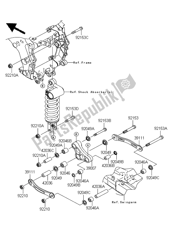 Alle onderdelen voor de Suspensie van de Kawasaki ZZR 1400 ABS 2006