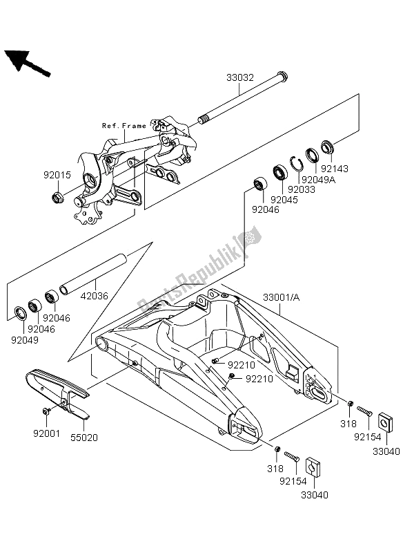 All parts for the Swingarm of the Kawasaki Versys 650 2012