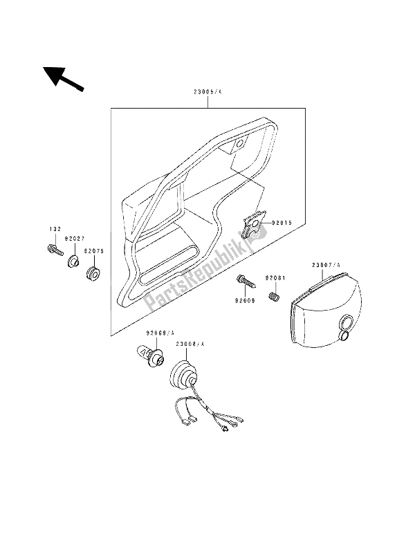 All parts for the Head Lamp of the Kawasaki KDX 200 1990