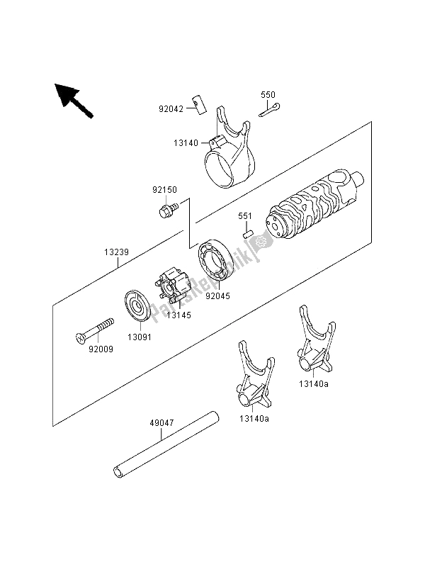 Todas as partes de Tambor De Mudança De Marcha E Garfo De Mudança do Kawasaki GPZ 500S 2000