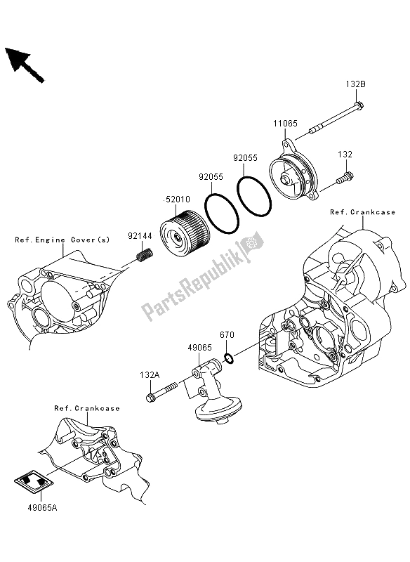 Tutte le parti per il Filtro Dell'olio del Kawasaki KLX 450R 2012