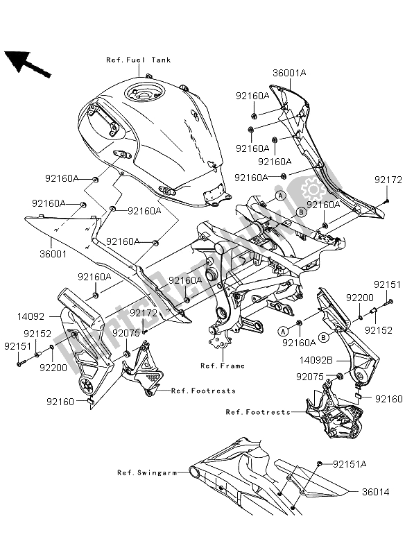 All parts for the Side Covers & Chain Cover of the Kawasaki Versys 650 2012