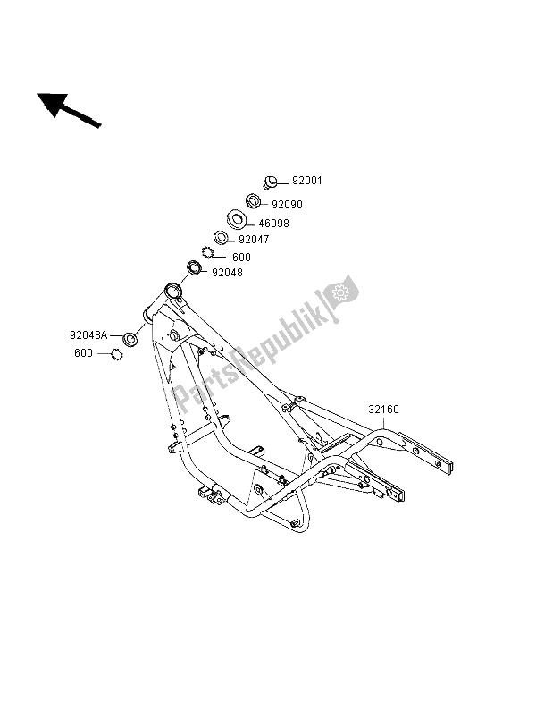 Tutte le parti per il Telaio del Kawasaki Eliminator 125 1998