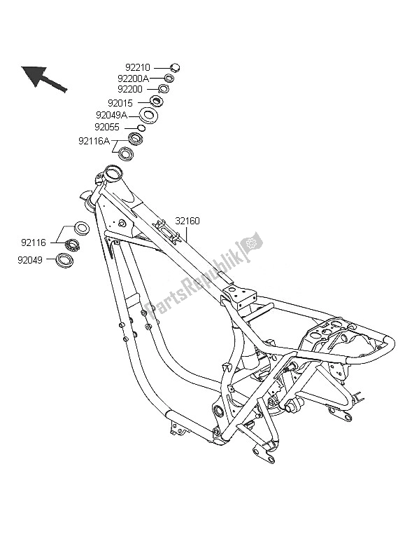 Alle onderdelen voor de Kader van de Kawasaki W 650 2005