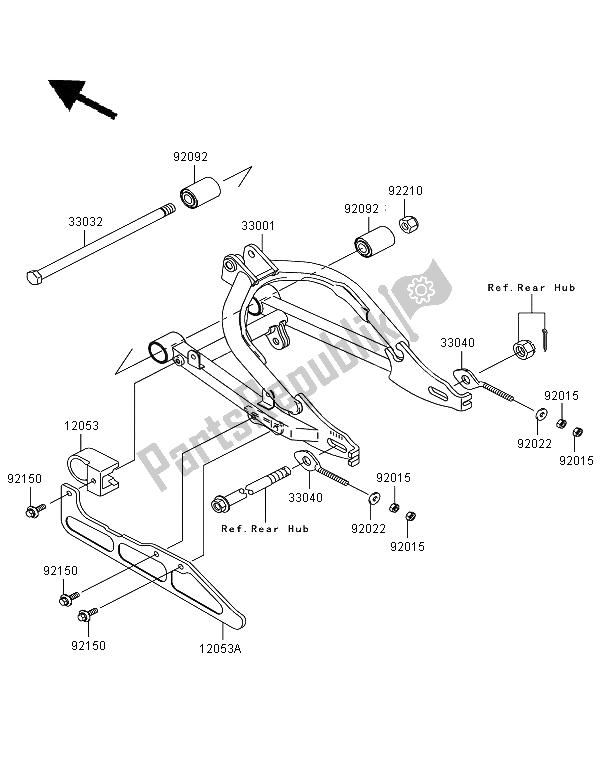 Toutes les pièces pour le Bras Oscillant du Kawasaki KLX 110 2008