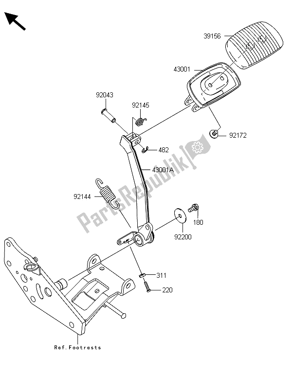 Tutte le parti per il Pedale Del Freno del Kawasaki VN 1700 Voyager ABS 2013