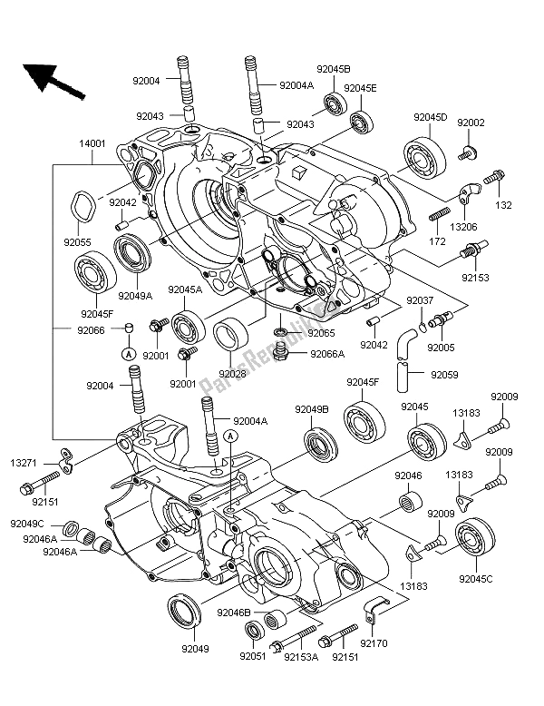 Tutte le parti per il Carter del Kawasaki KX 250 2008