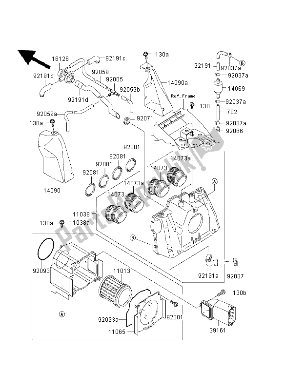 All parts for the Air Cleaner of the Kawasaki ZRX 1200R 2003