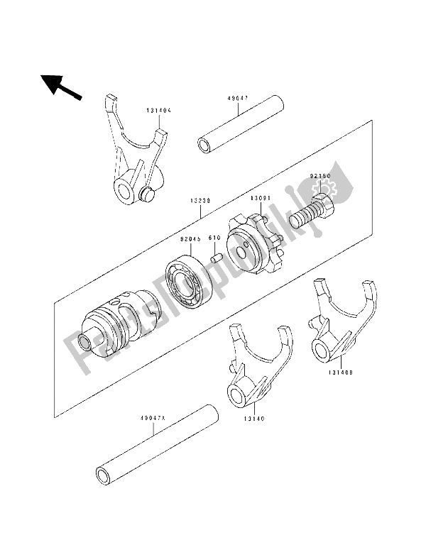 Todas las partes para Cambiar Tambor Y Cambiar Horquilla de Kawasaki KX 500 1990