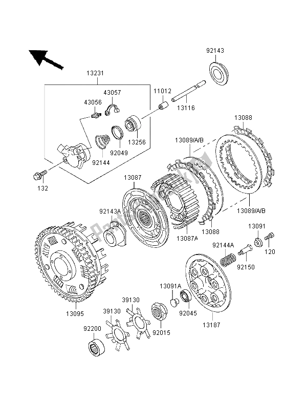 All parts for the Clutch of the Kawasaki Ninja ZX 9R 900 1997