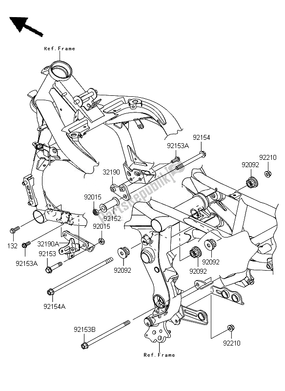 Alle onderdelen voor de Motorsteun van de Kawasaki ER 6N ABS 650 2010