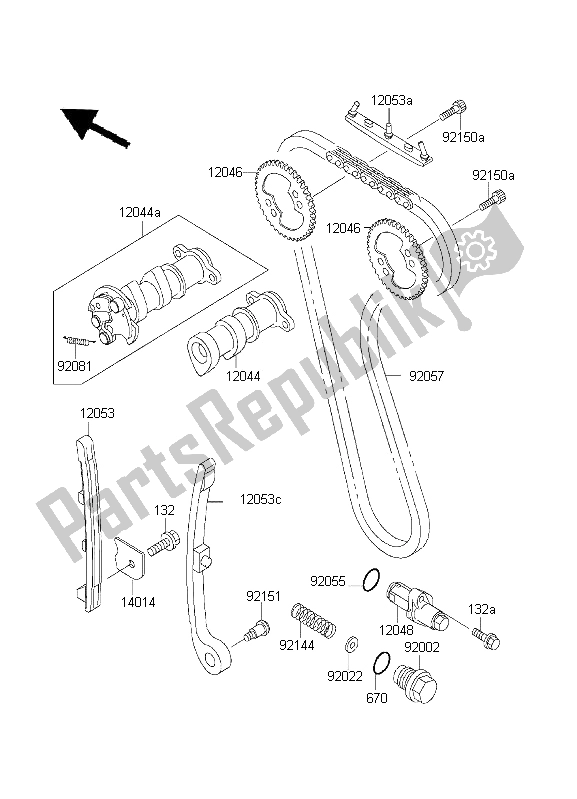 Tutte le parti per il Albero A Camme E Tenditore del Kawasaki KLX 300R 2001