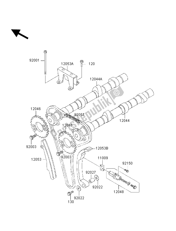 Tutte le parti per il Albero A Camme E Tenditore del Kawasaki 1000 GTR 1996