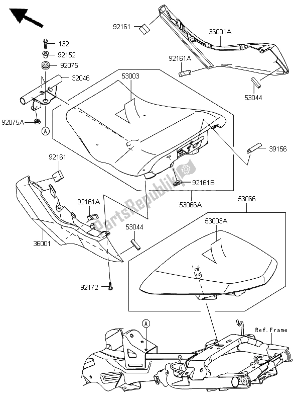 All parts for the Seat of the Kawasaki ER 6F 650 2012