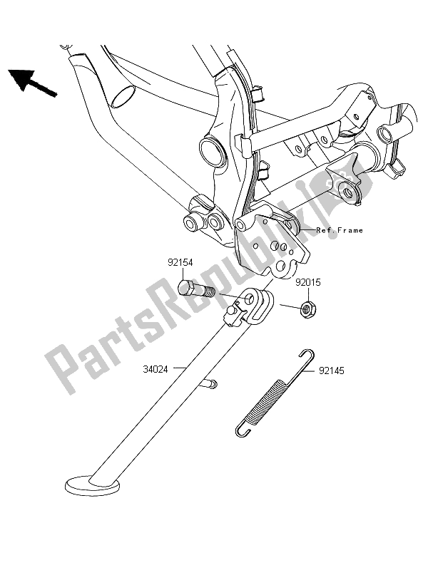 All parts for the Stand of the Kawasaki D Tracker 125 2011