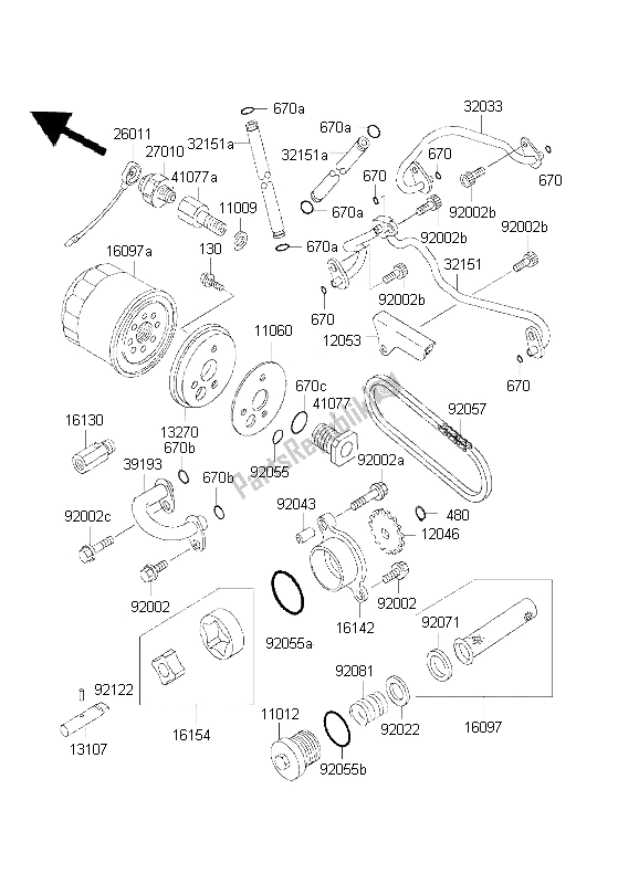 All parts for the Oil Pump of the Kawasaki VN 800 Classic 2001