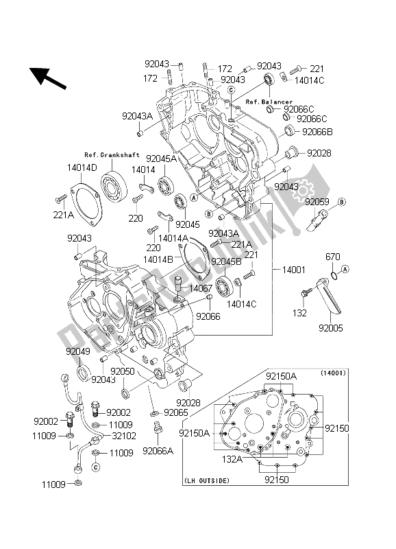 All parts for the Crankcase of the Kawasaki KLR 650C 2004