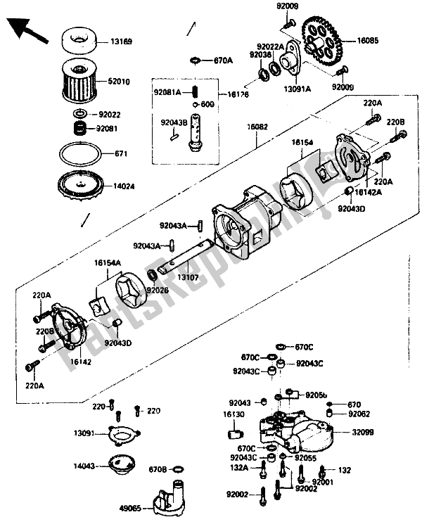 Todas las partes para Bomba De Aceite de Kawasaki ZX 10 1000 1990