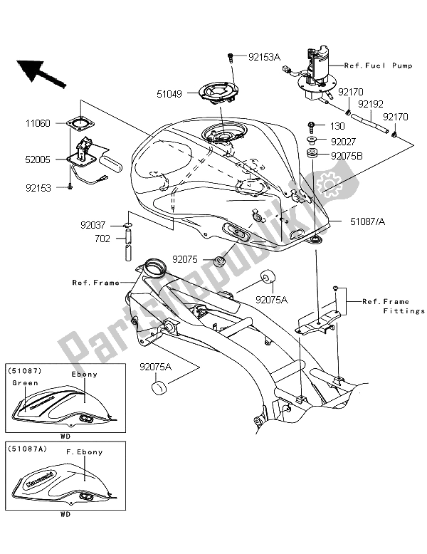 Todas las partes para Depósito De Combustible de Kawasaki Z 750R ABS 2011