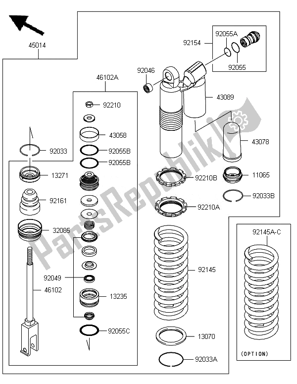 Todas las partes para Amortiguador de Kawasaki KX 250F 2010