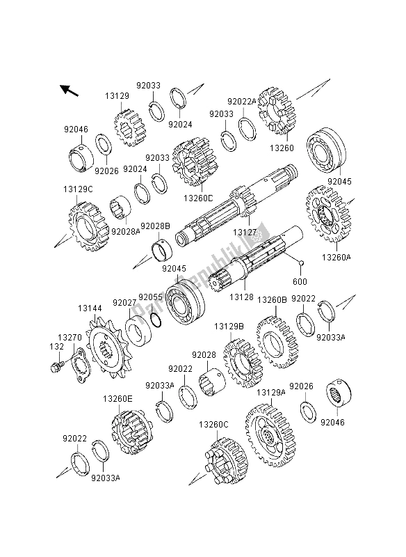 All parts for the Transmission of the Kawasaki GPZ 500S UK 1995