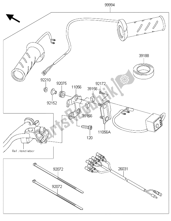 All parts for the Accessory (grip Heater) of the Kawasaki Z 1000 SX ABS 2015