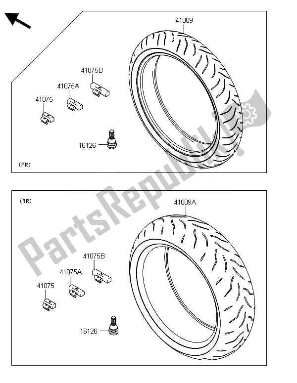 All parts for the Tires of the Kawasaki ZX 1000 SX ABS 2014