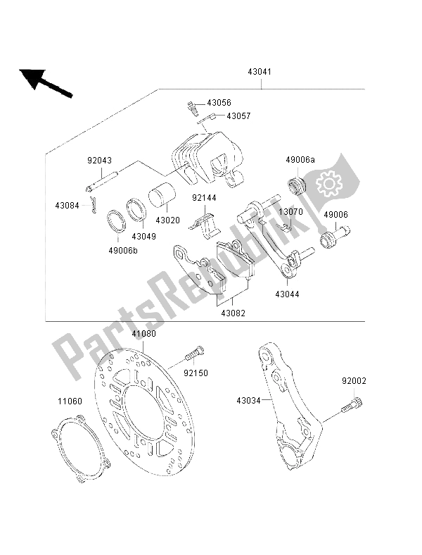 All parts for the Rear Brake of the Kawasaki ZZ R 600 2002